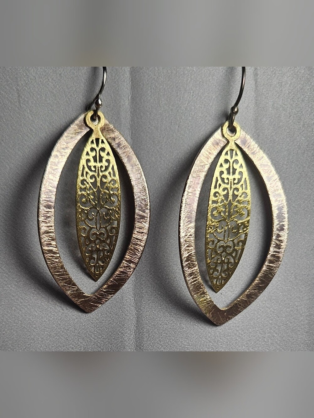 Sterling Silver Two-Tone Filigree Drop Earrings